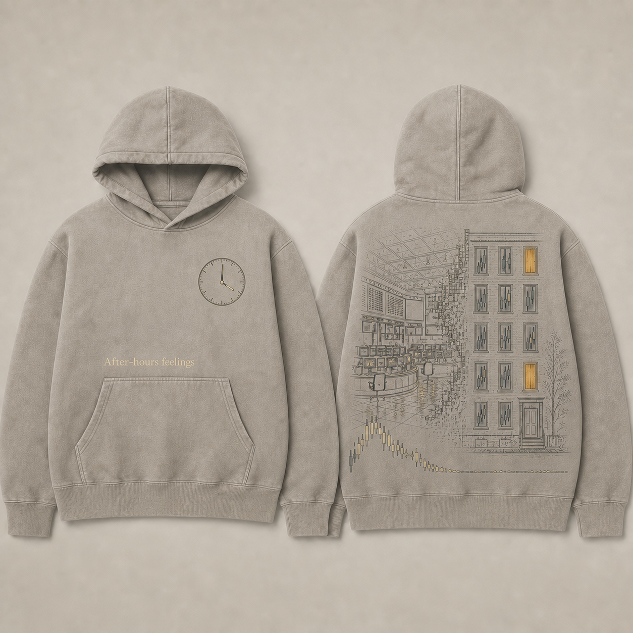 After-Hours Feelings - Hoodie in Washed Stone.