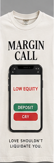 Margin Call: bone tee with a demanding phone notification.