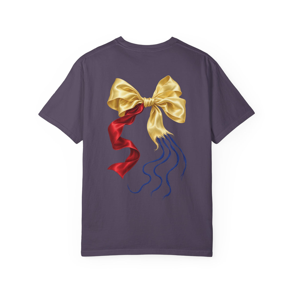 Supplier-generated Still Attached Tee mockup 2: Wine Comfort Colors 1717 with the current front and back artwork placement.