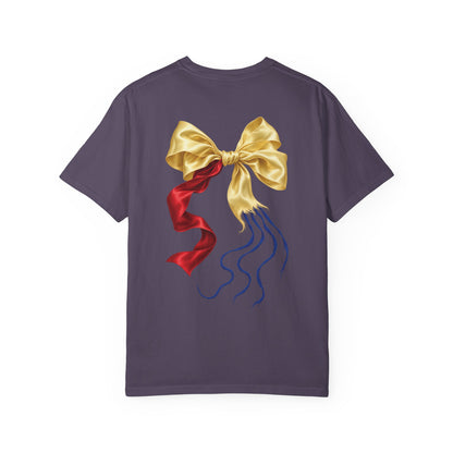 Supplier-generated Still Attached Tee mockup 2: Wine Comfort Colors 1717 with the current front and back artwork placement.