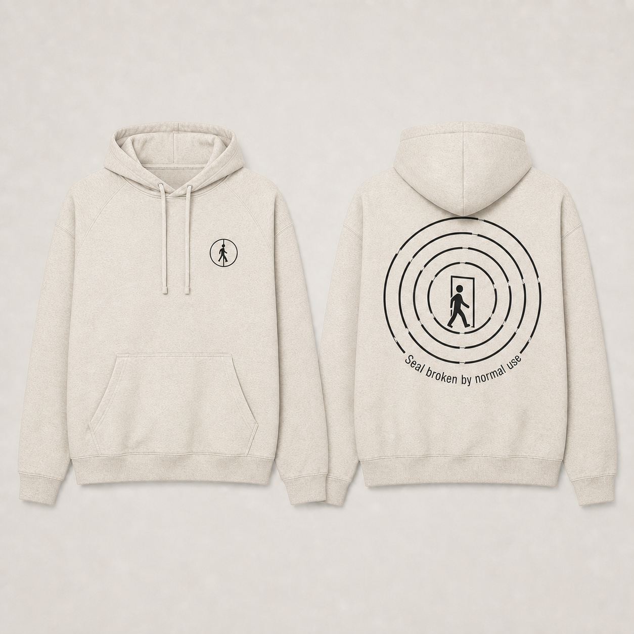Normal Use Void — Pullover Hoodie in Heather Oat.