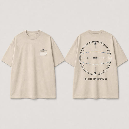 Sand heavyweight tee with a rotating horizon and altimeter framing This side temporarily up.