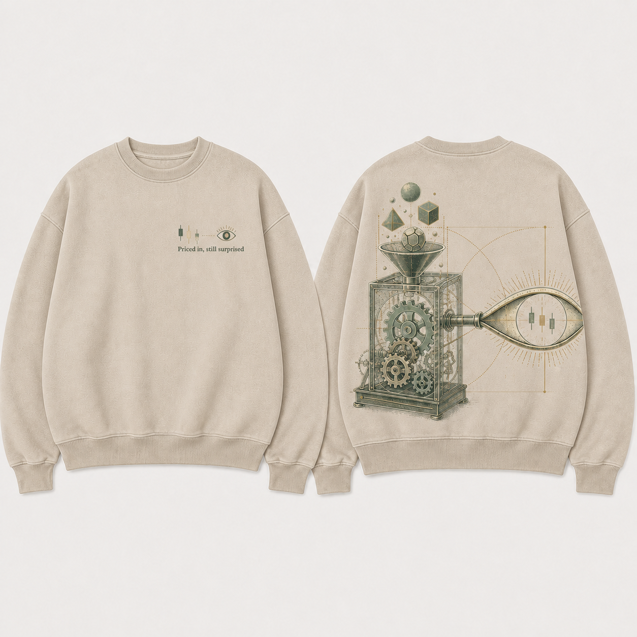 Priced In, Still Surprised - Heavyweight Crewneck in Sand.