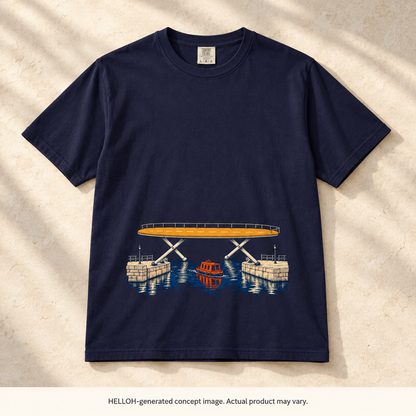 HELLOH-generated illustrative concept image of the Ironing Board Overpass T-shirt. Actual product may vary.