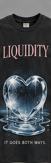 Heart of Glass: black graphic tee with an icy heart melting into a puddle.