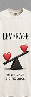 Small Move, Big Feelings: bone tee with two hearts on a balance.