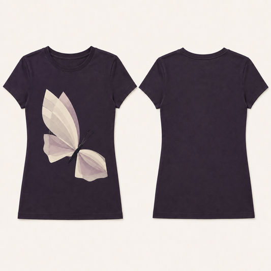 Buenos Aires, Just the First Page — Fitted Tee, Ink Plum. HELLOH garment design preview.