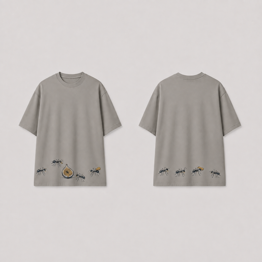 Came Out for One Thing — Oversized Tee, Warm Gray. HELLOH garment design preview.