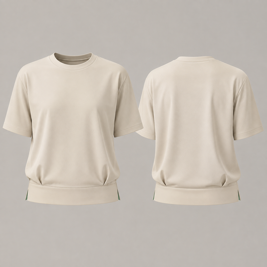 Lid Optimism — Heavyweight Tee, Warm Ivory. HELLOH garment design preview.