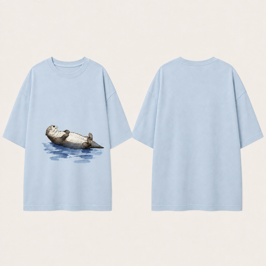 Lisbon, The Other Side — Oversized Tee, Cloud Blue. HELLOH garment design preview.