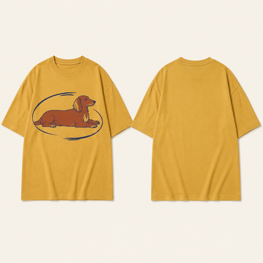 Mexico City, All the Time in the Street — Oversized Tee, Marigold. HELLOH garment design preview.