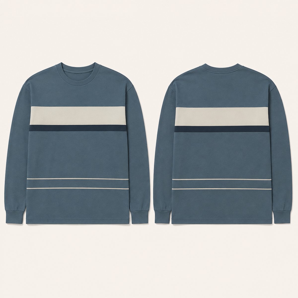 New York City, Sitting Down Counts — Long-Sleeve Tee, Harbor Blue. HELLOH garment design preview.
