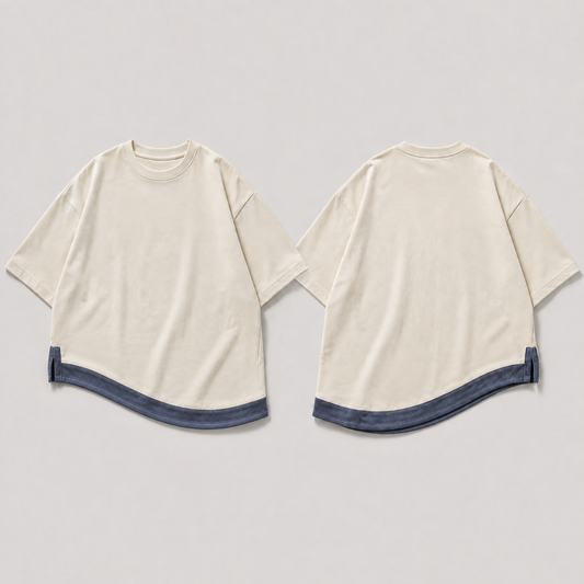 Scenic Route — Oversized Tee, Warm Chalk. HELLOH garment design preview.